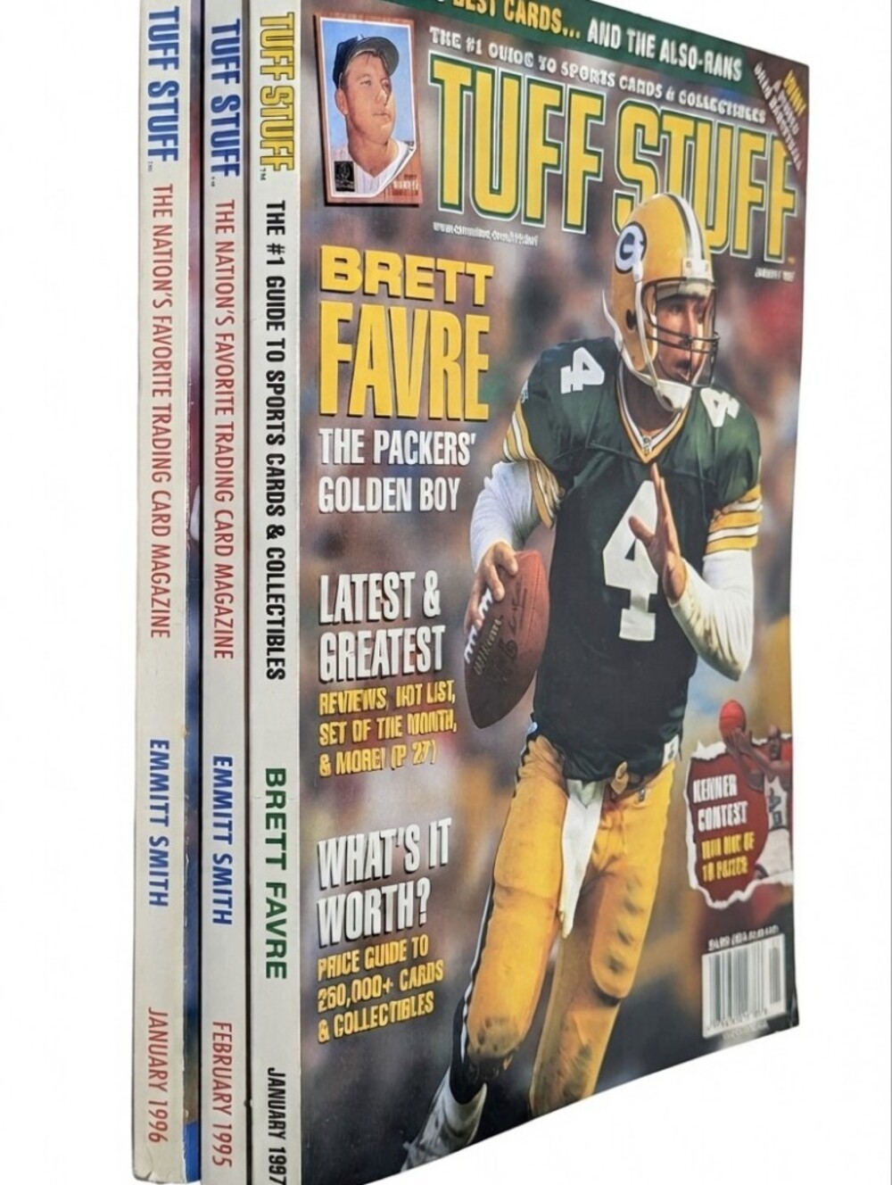 Tuff Stuff Sports Card Magazines Lot (1995–1997) Brett Favre & Emmitt Smith VTG